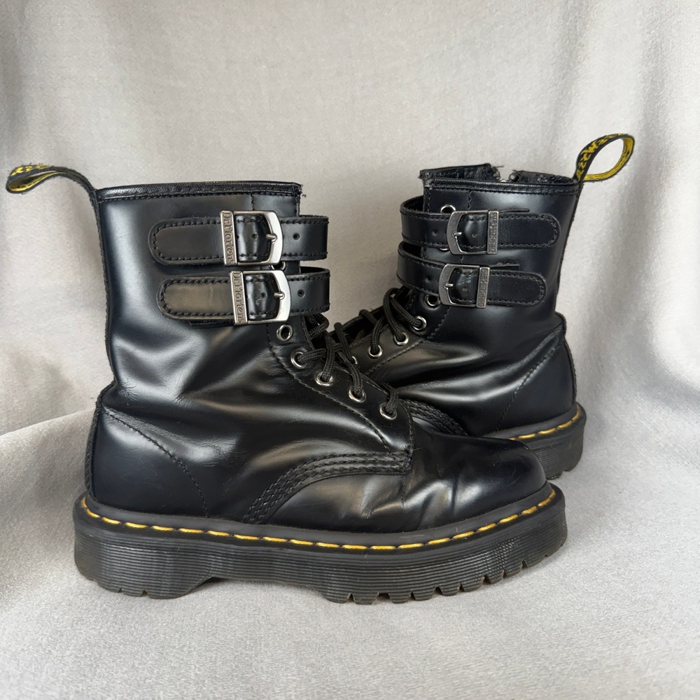 Discontinued Dr. Martens 1460 Double Buckle Smooth Leather Boots W6 M5 ALT Y2K - Picture 3 of 16